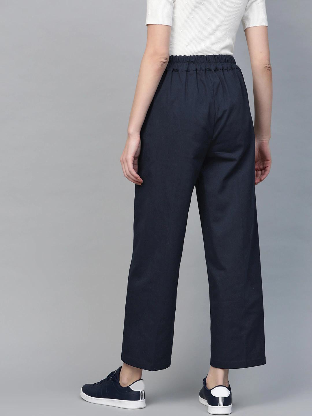 Women's Navy Twill Tapered Pants - SASSAFRAS