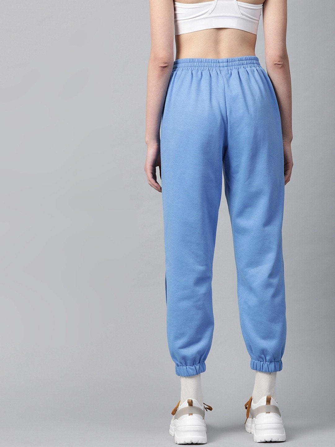 Women's Blue Side Slit Fleece Jogger Pants - SASSAFRAS