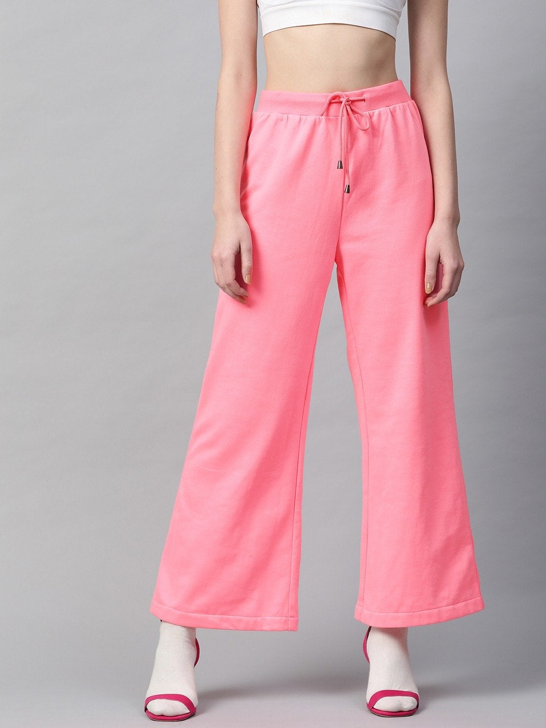 Women's Pink Flared Sweat Pants - SASSAFRAS