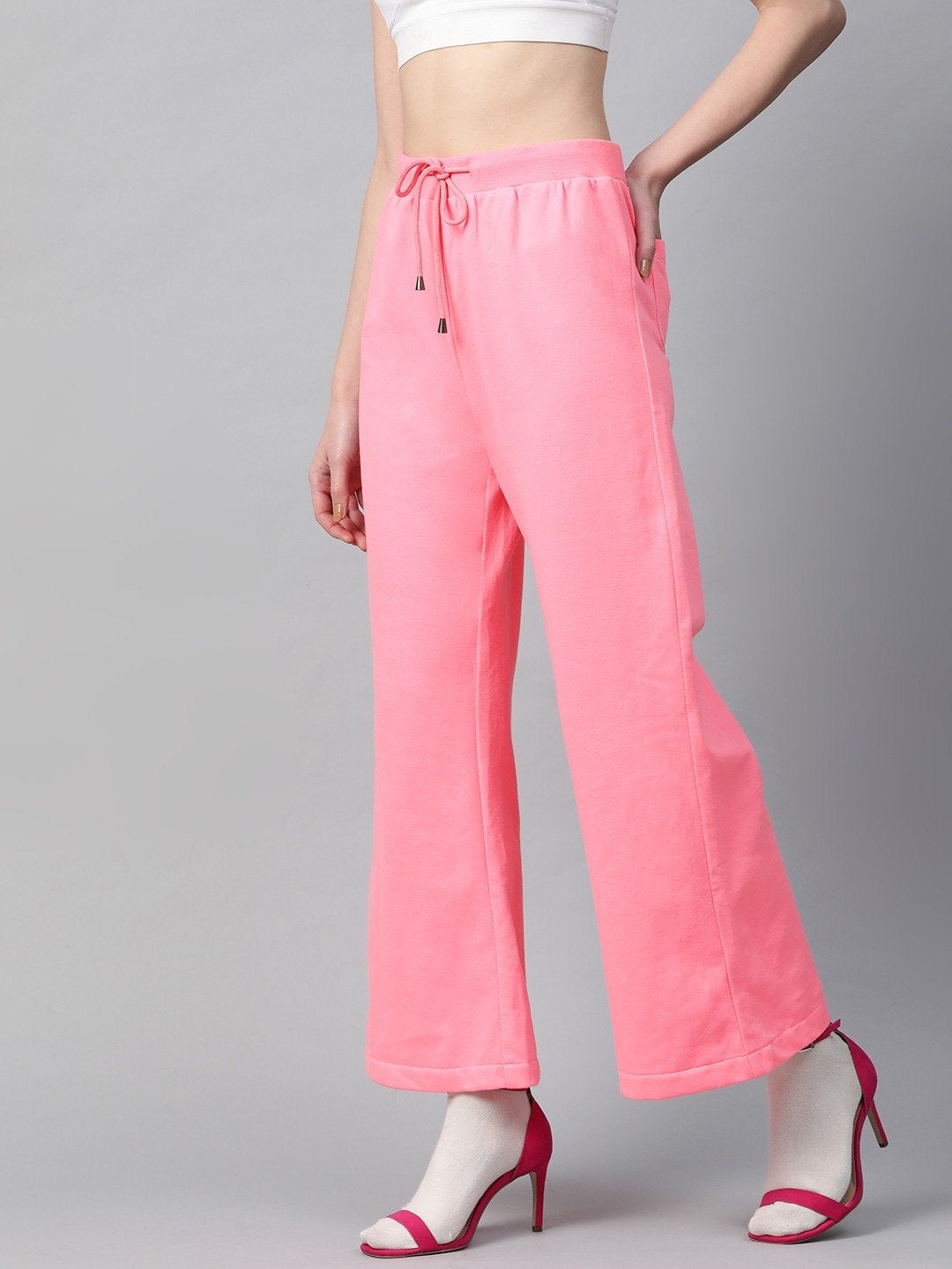 Women's Pink Flared Sweat Pants - SASSAFRAS