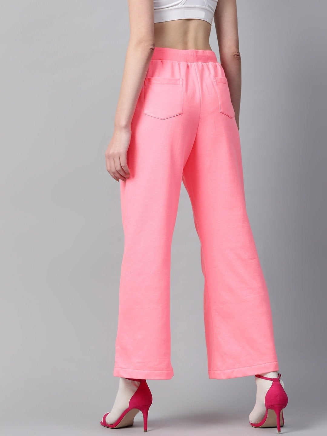 Women's Pink Flared Sweat Pants - SASSAFRAS