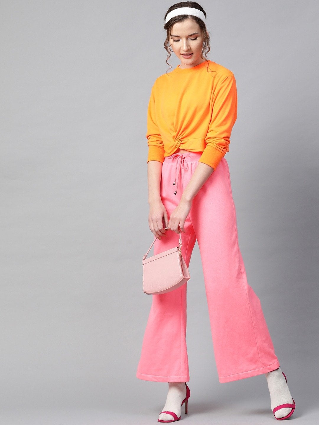 Women's Pink Flared Sweat Pants - SASSAFRAS