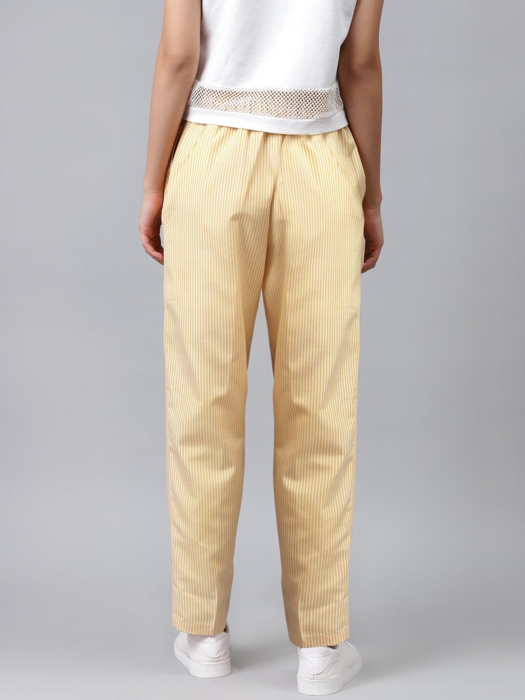 Women's Yellow Stripes Tapered Pants - SASSAFRAS