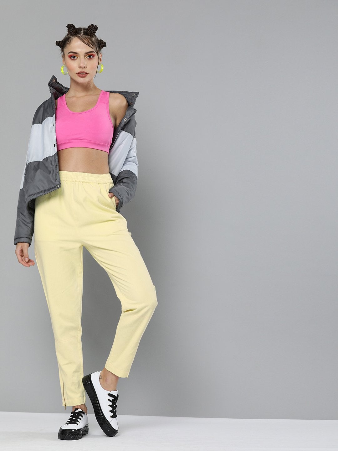 Women's Yellow Side Zipper Joggers - SASSAFRAS