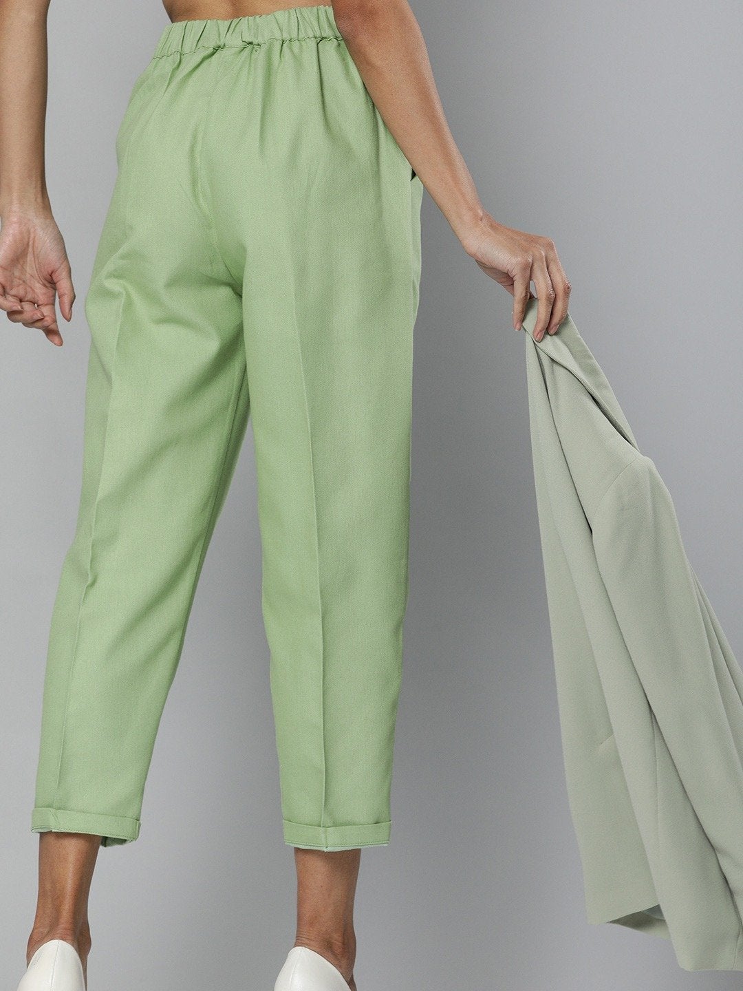 Women's Mint Green Tapered Pants - SASSAFRAS