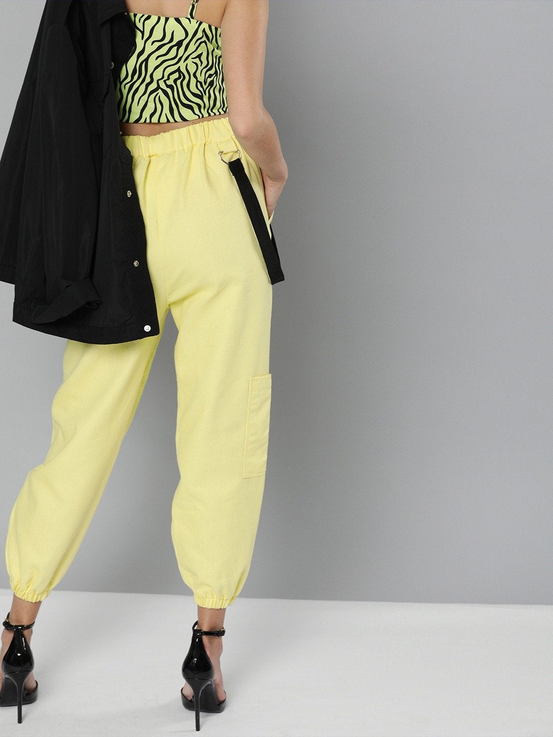 Women's Yellow Hip-Hop Streetwear Cargo Pants - SASSAFRAS