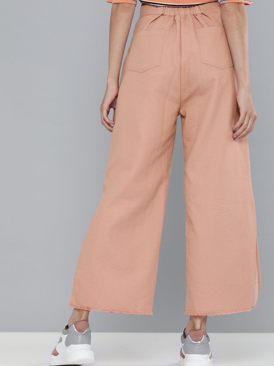 Women's Dusty Pink Side Slit Pants - SASSAFRAS