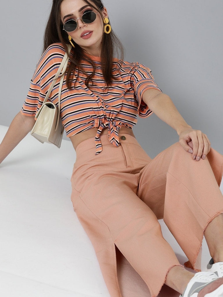 Women's Dusty Pink Side Slit Pants