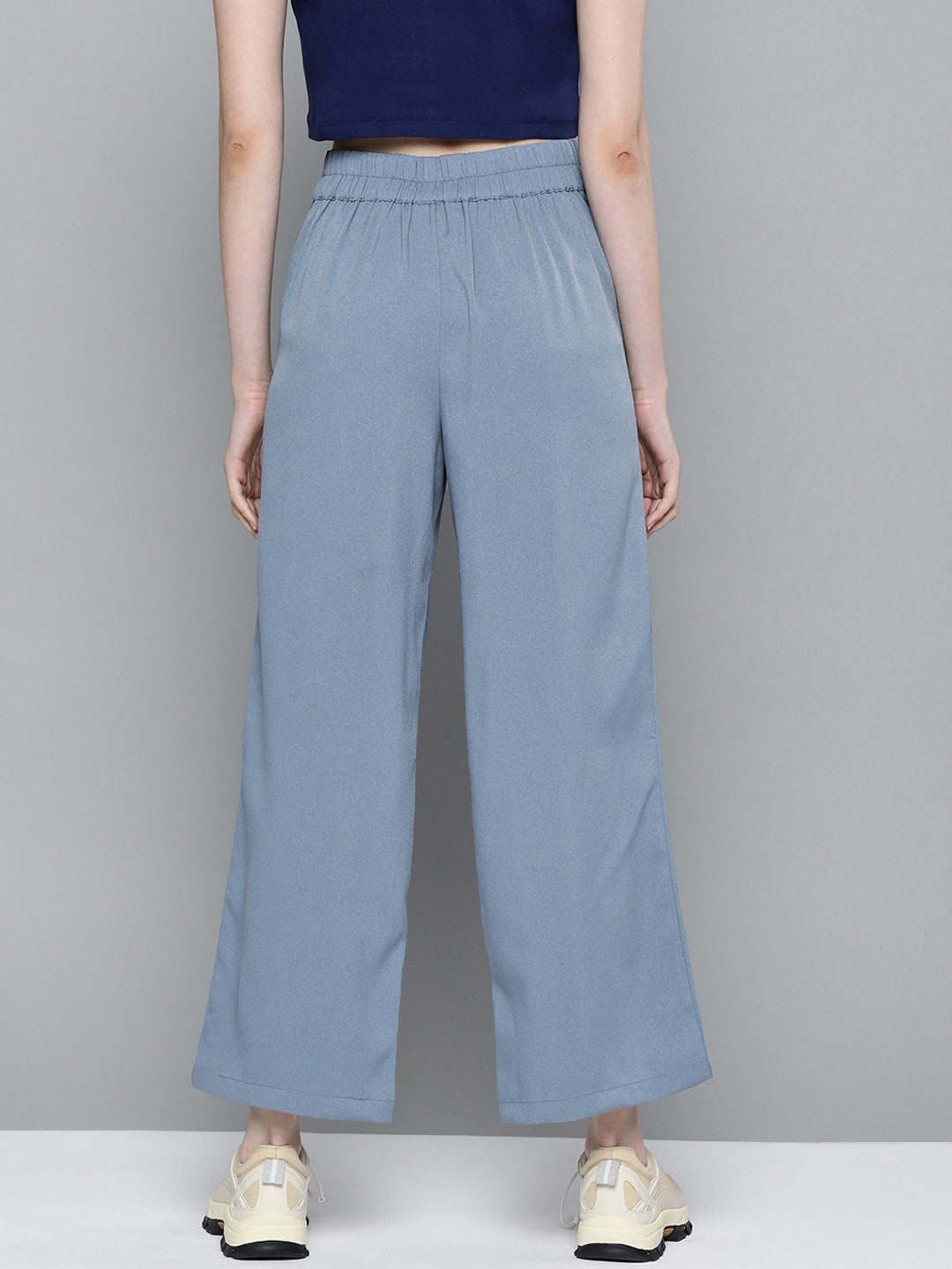 Women's Blue Flared Palazzo Pants - SASSAFRAS