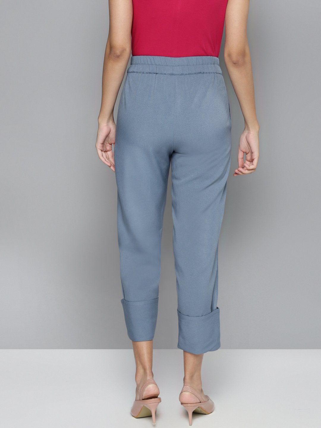 Women's Blue Roll Up Pants - SASSAFRAS