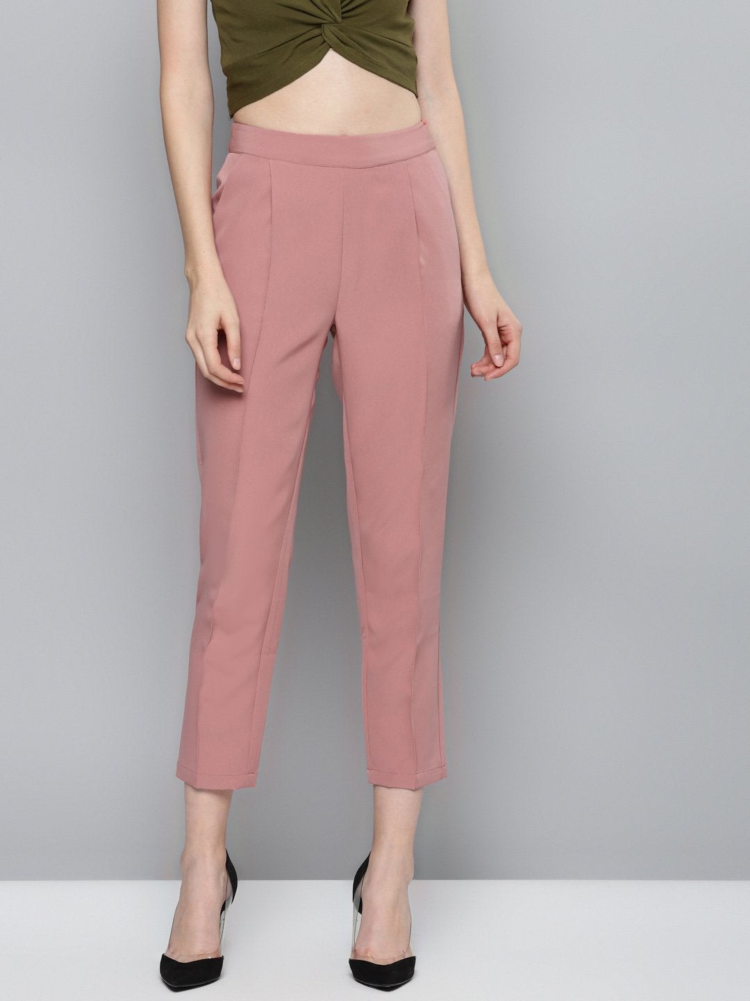 Women's Pink Tailored Fit Pants - SASSAFRAS