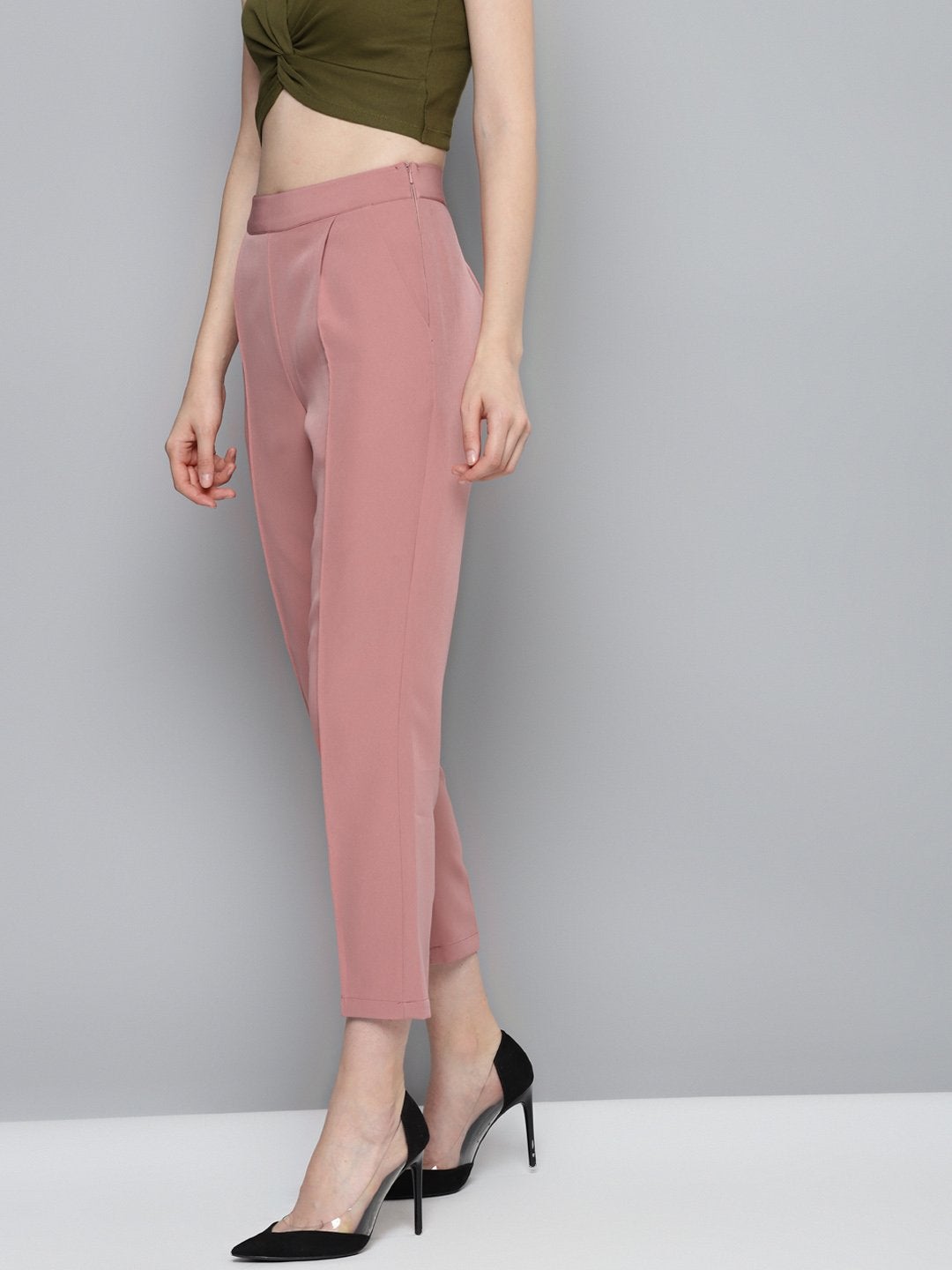 Women's Pink Tailored Fit Pants - SASSAFRAS