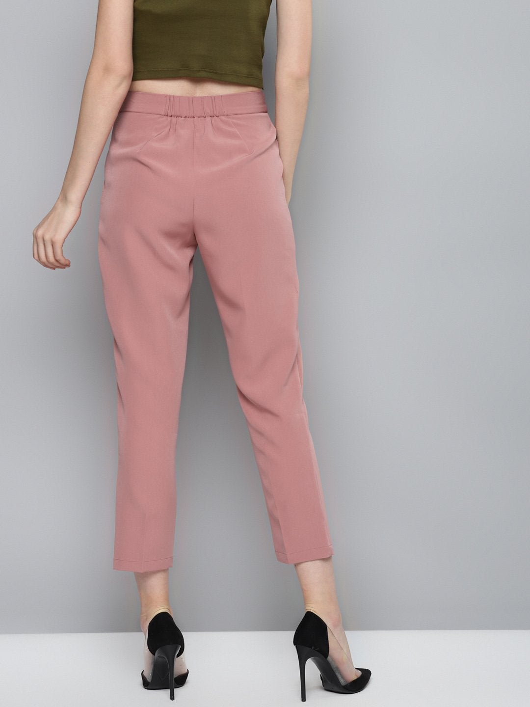 Women's Pink Tailored Fit Pants - SASSAFRAS