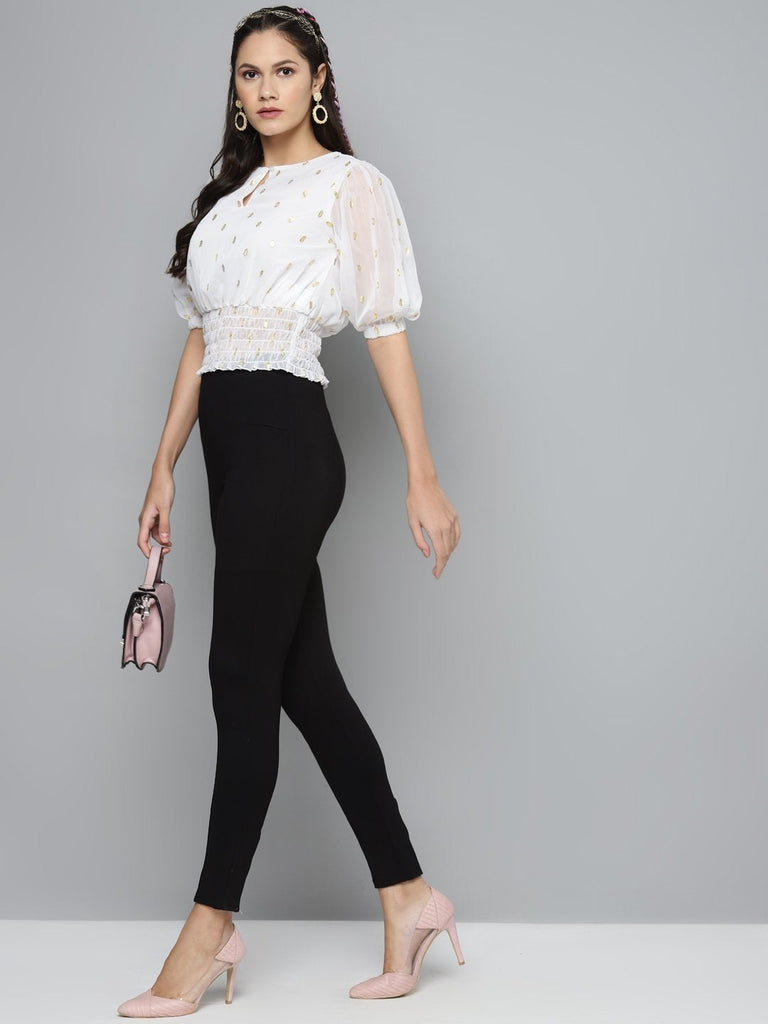 Women's Black Back Zipper High Waist Jeggings