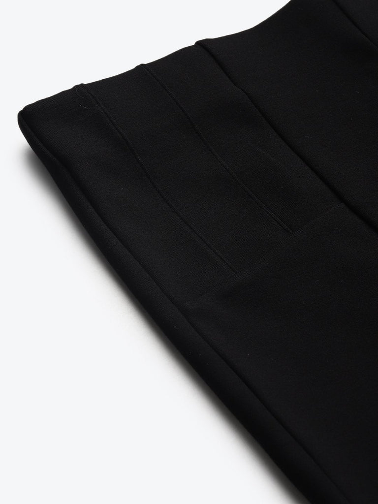Women's Black Back Zipper High Waist Jeggings