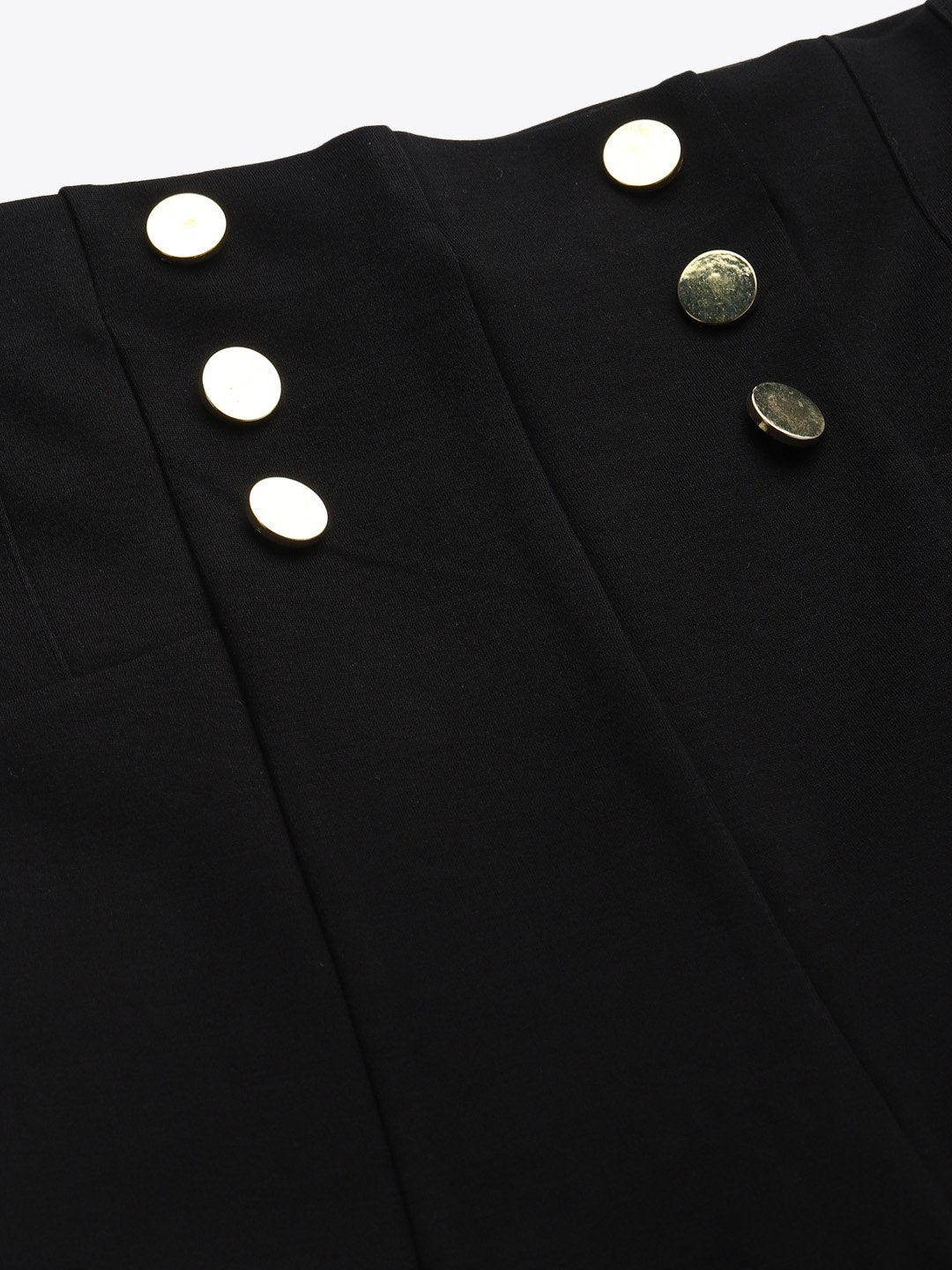 Women's Black Front Button High Waist Jeggings - SASSAFRAS
