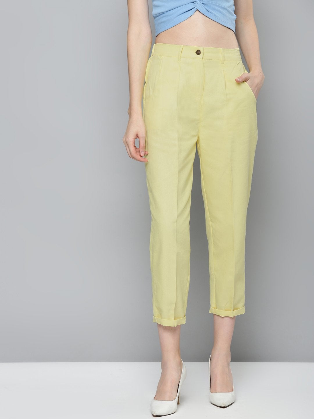 Women's Yellow Twill Straight Pants - SASSAFRAS