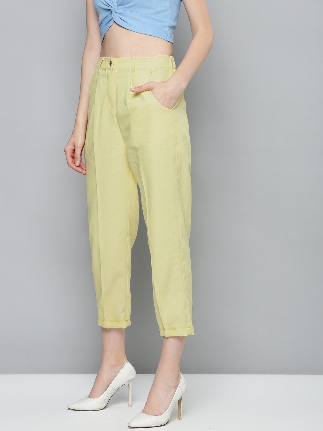 Women's Yellow Twill Straight Pants - SASSAFRAS