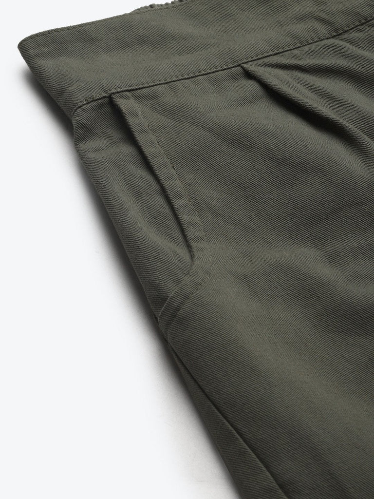 Women's Olive Twill Straight Pants