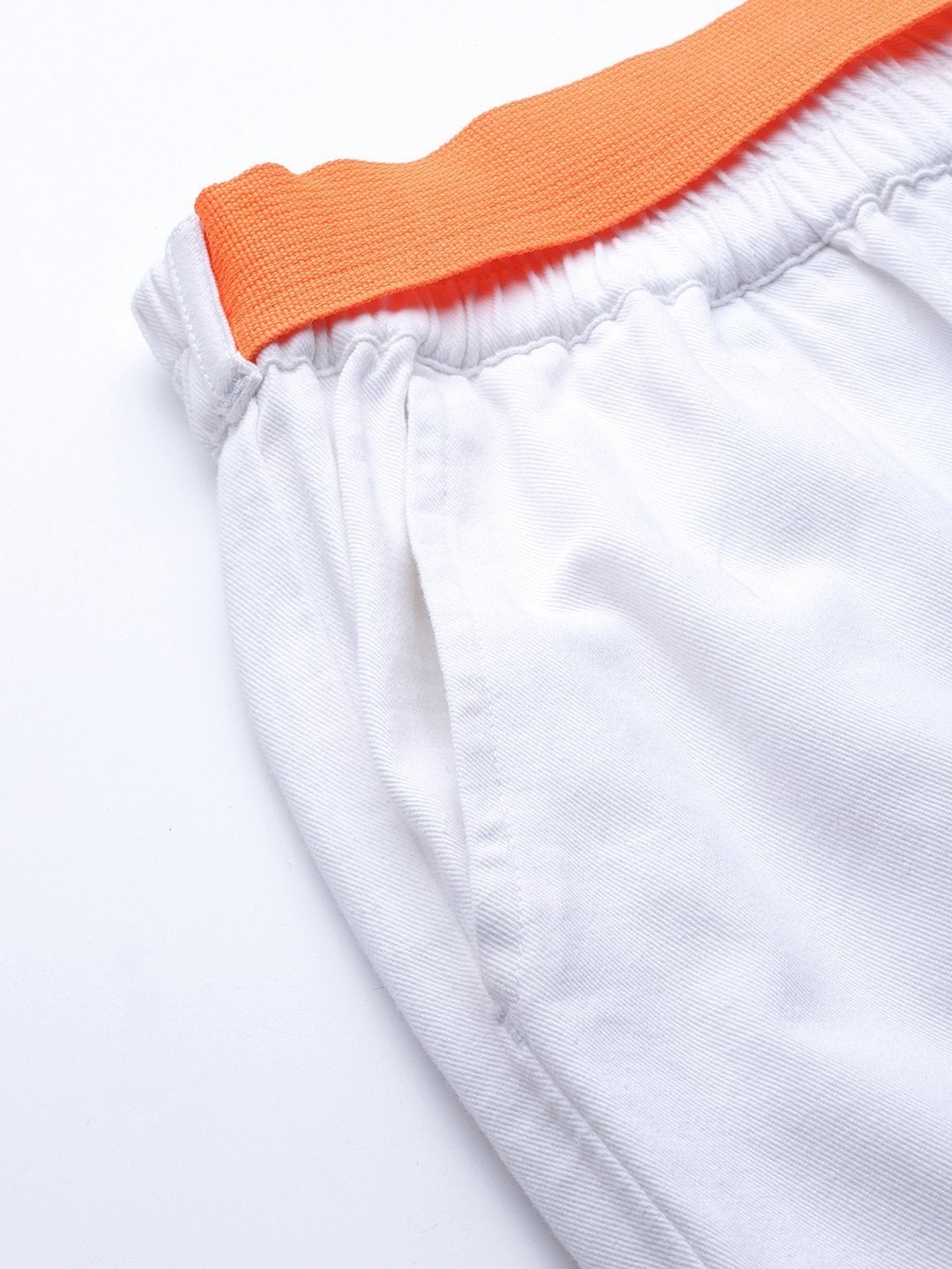 Women's White Button Detail Twill Joggers - SASSAFRAS