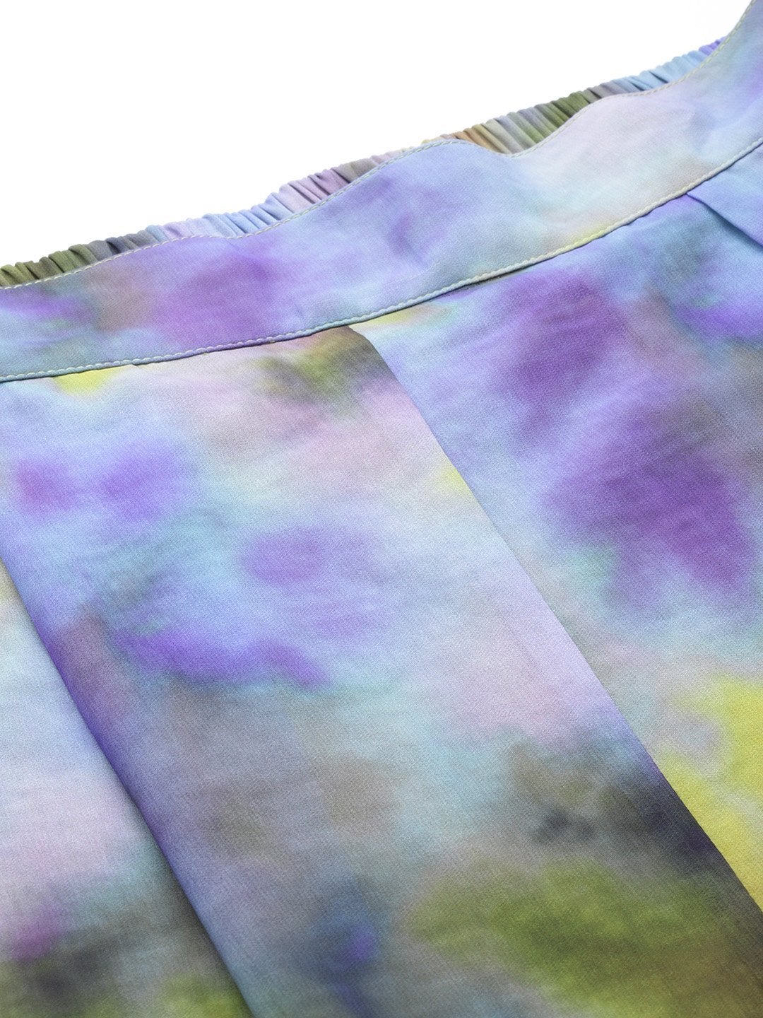 Women's Yellow & Purple Tie-Dye Print Palazzo Pants - SASSAFRAS