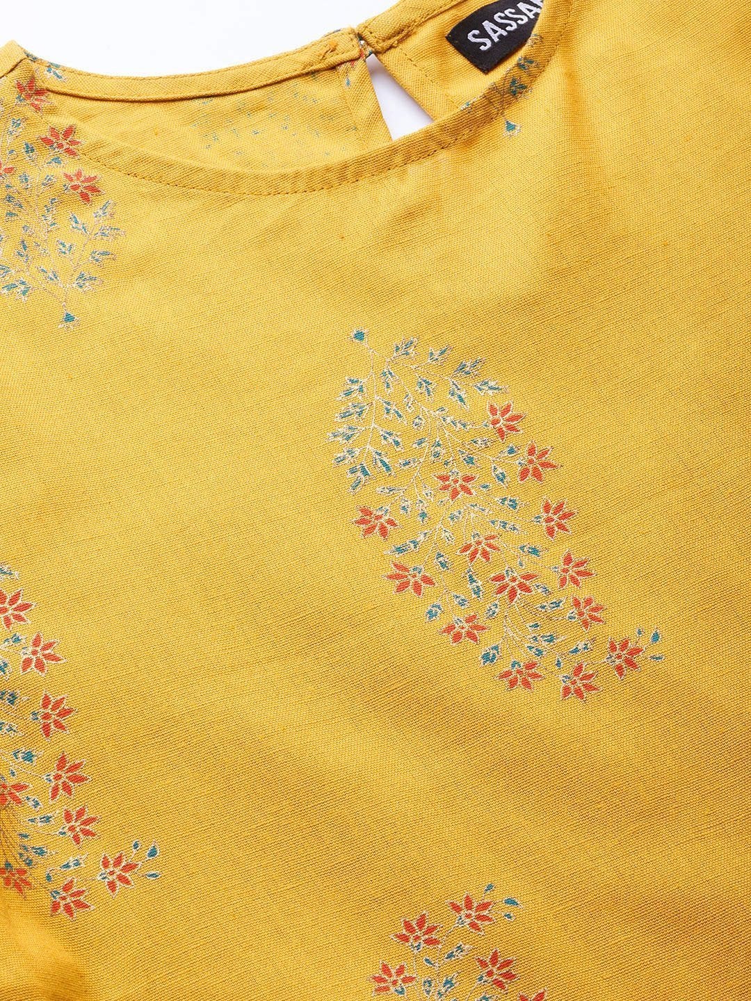 Women's Mustard Paisely High Low Kurta With Mustard Pants