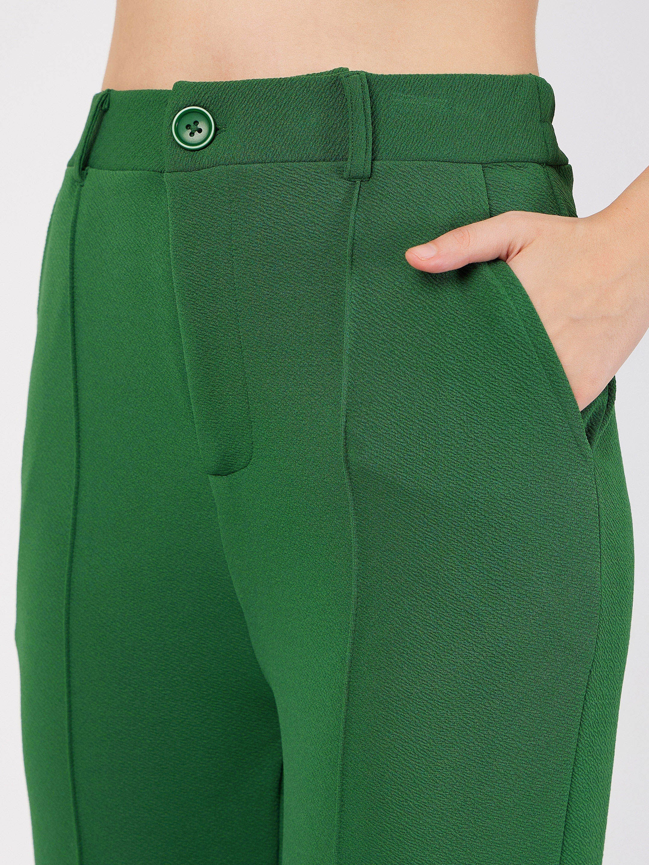 Women's Green Wrap Peplum Top With Bellbottom Pants - Lyush