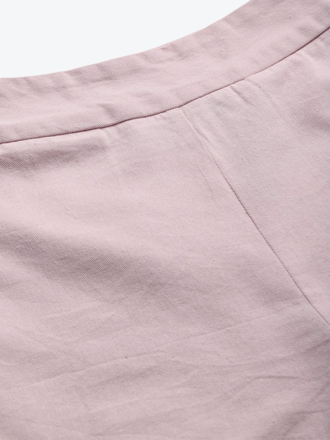 Women's Pink Side Zipper Twill Shorts - SASSAFRAS