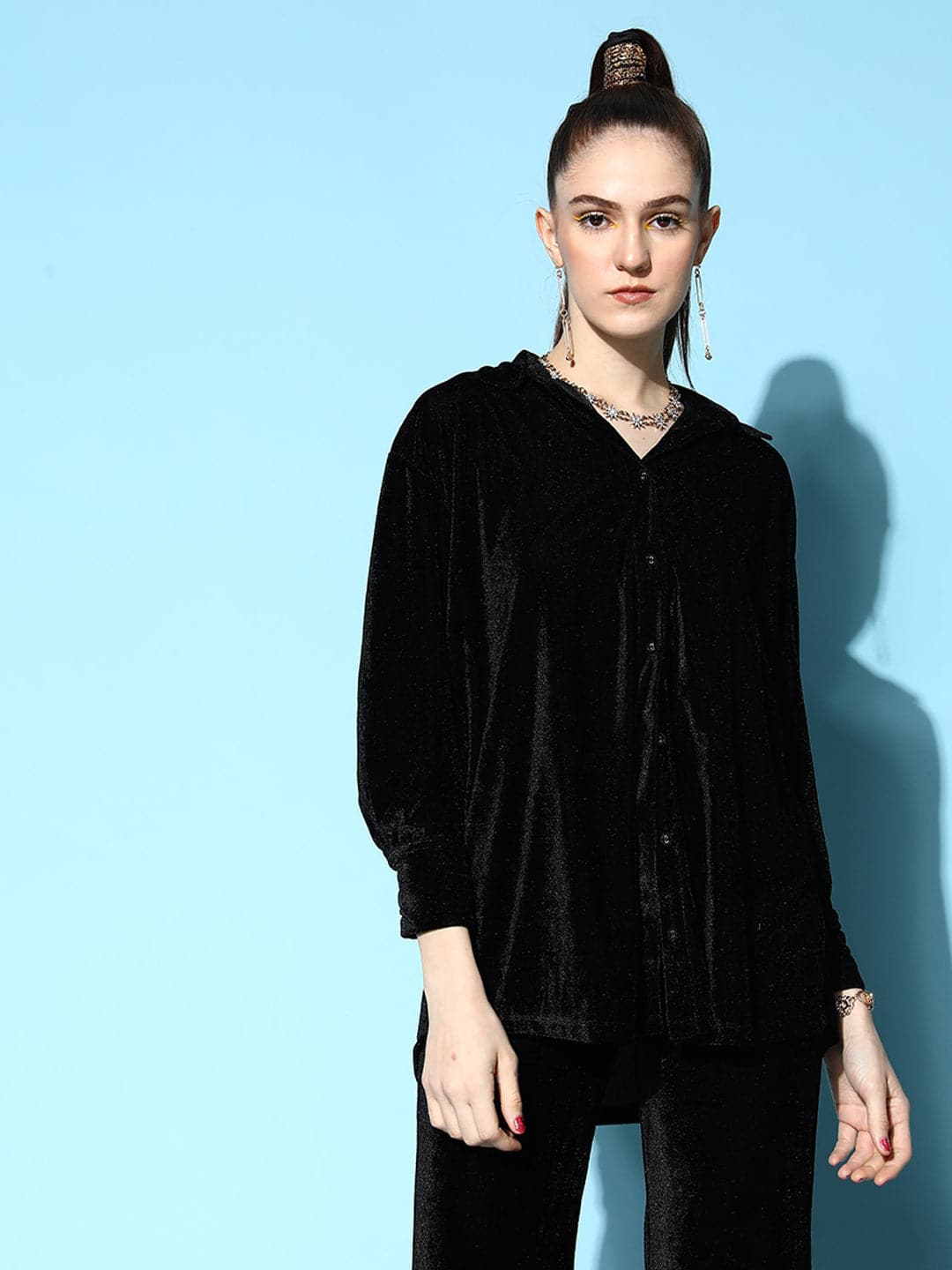 Women's Black Velvet Shirt - Lyush