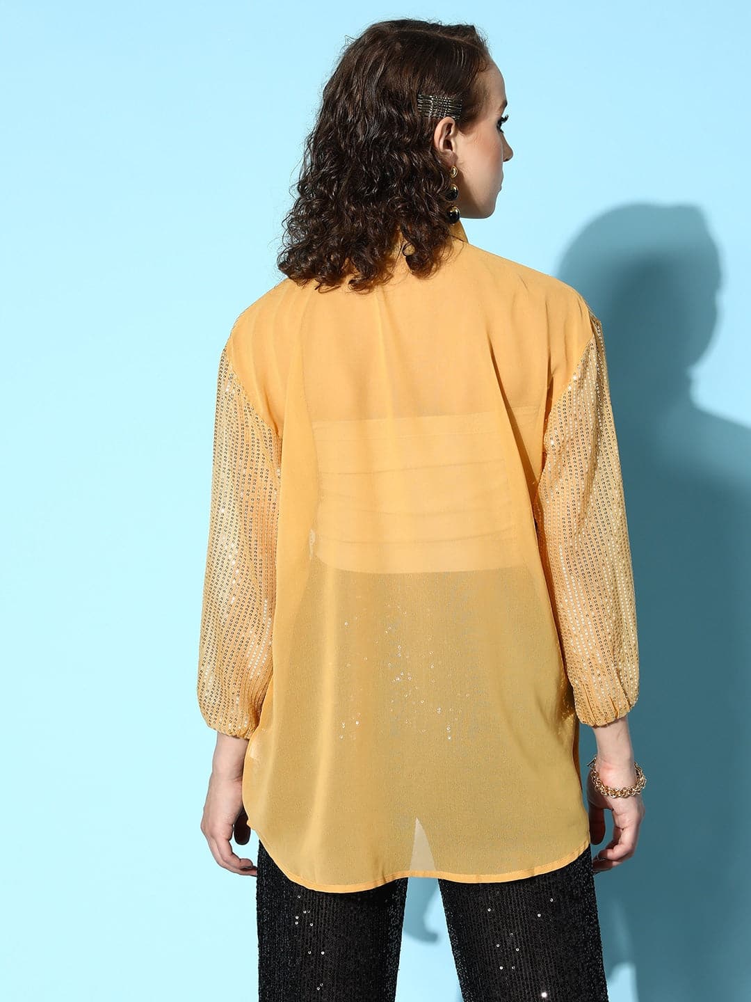 Women's Gold Sequin Shirt - Lyush