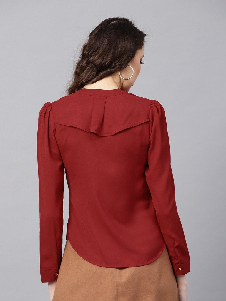 Women's Layered Front Maroon Shirt
