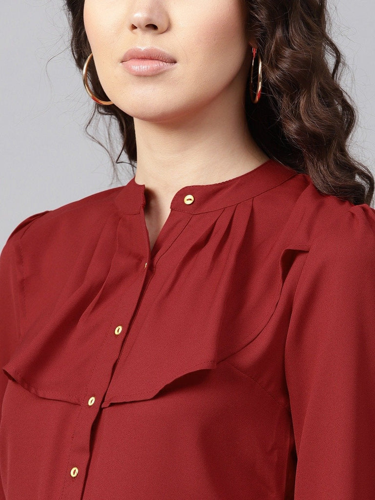 Women's Layered Front Maroon Shirt