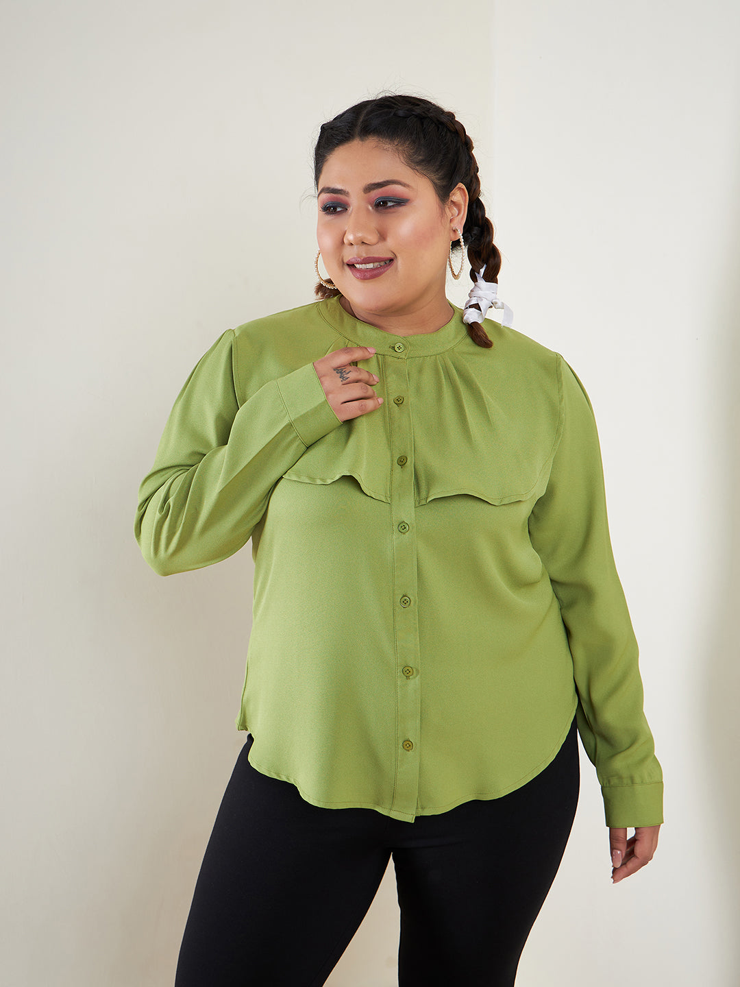 Women's Green Layered Shirt - SASSAFRAS