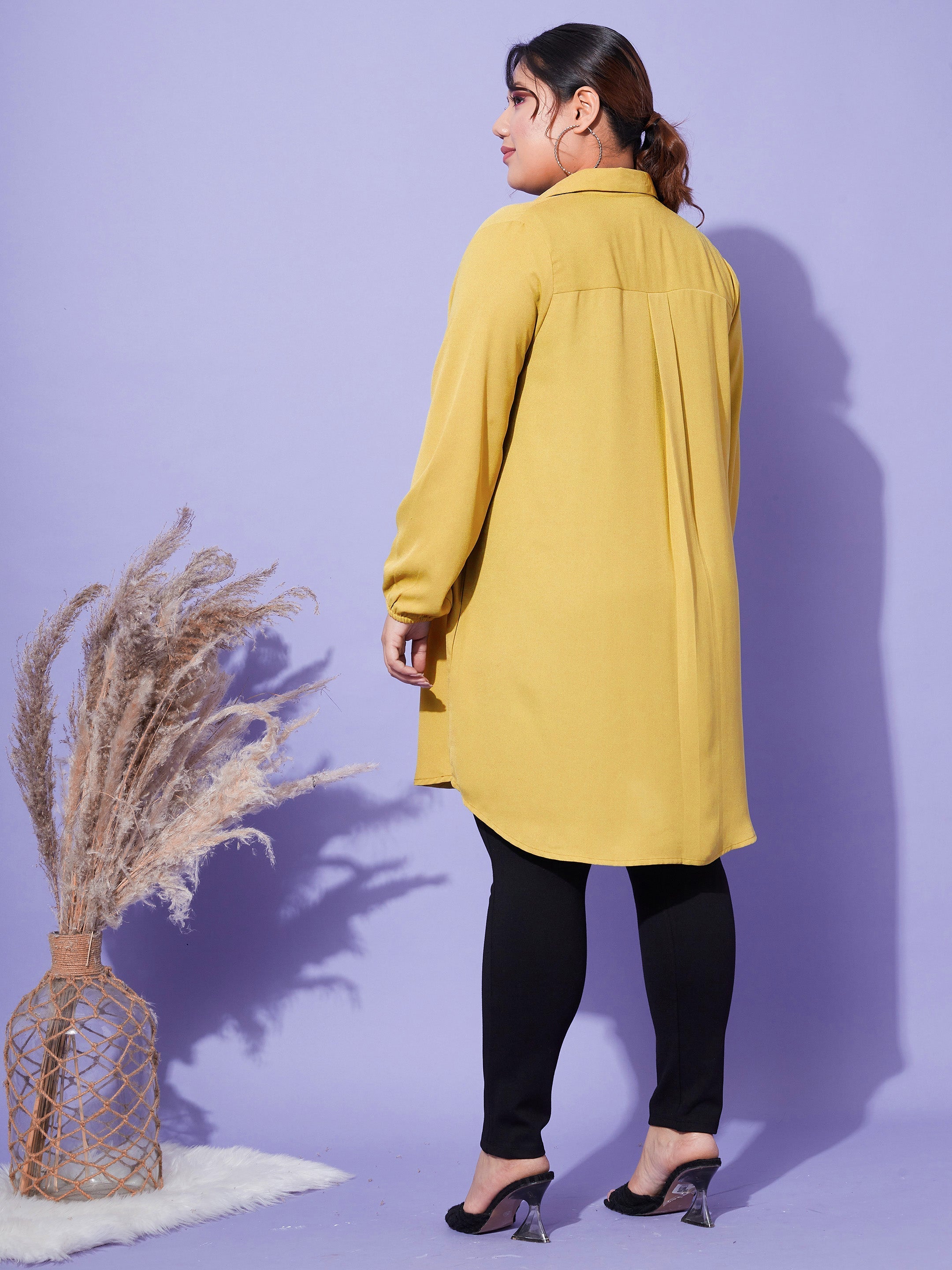 Women's Mustard Longline Shirt - SASSAFRAS
