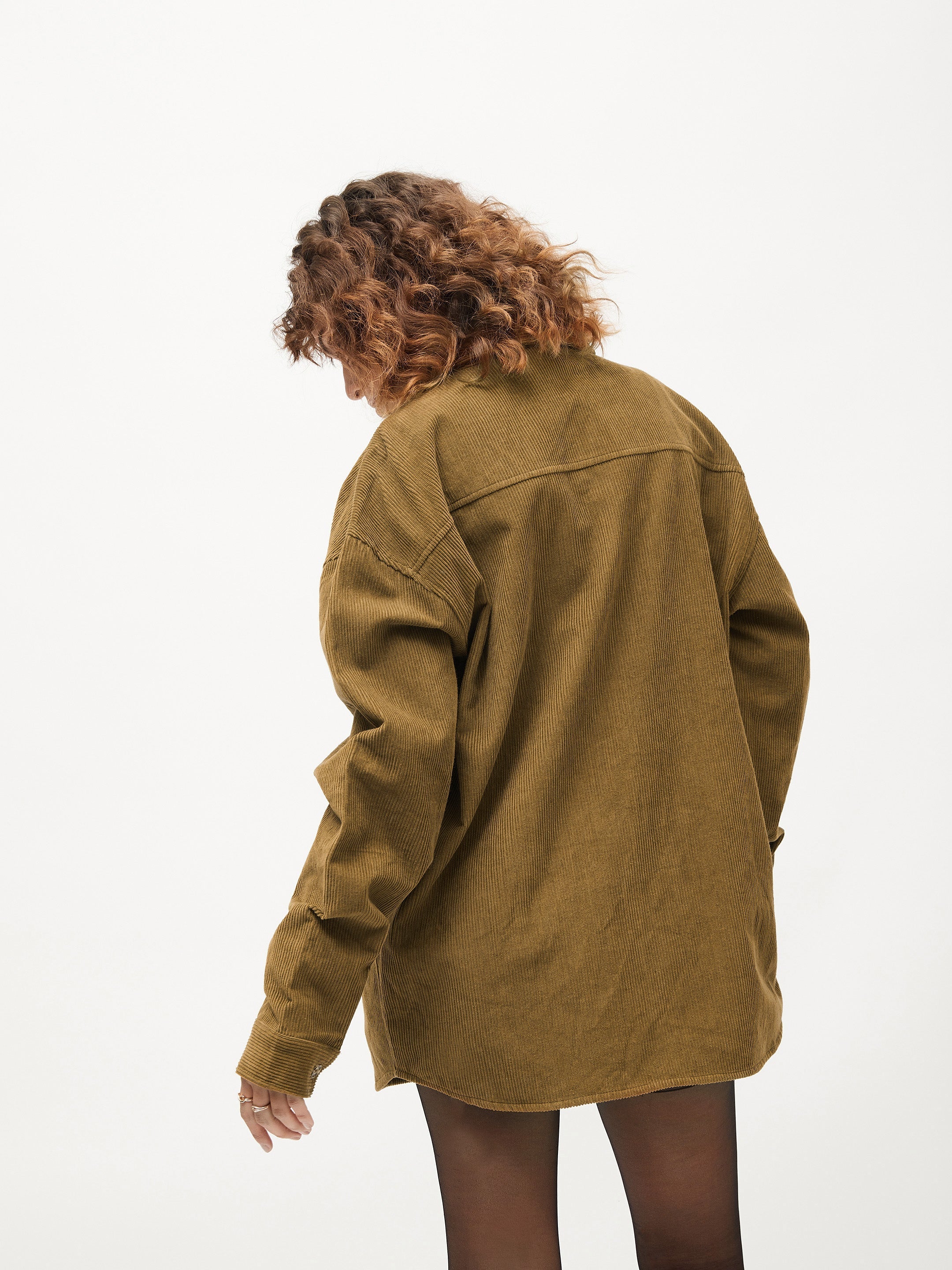 Women's Brown Corduroy Oversized Shirt - Lyush