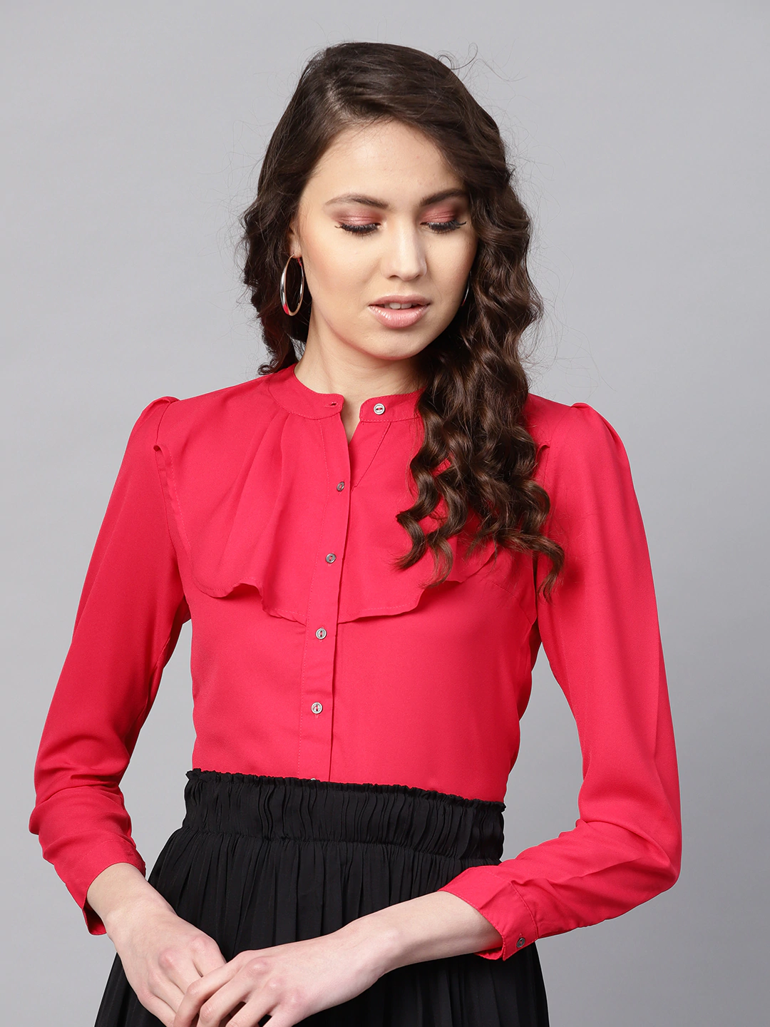 Women's Layered Front Fuchsia Shirt - SASSAFRAS