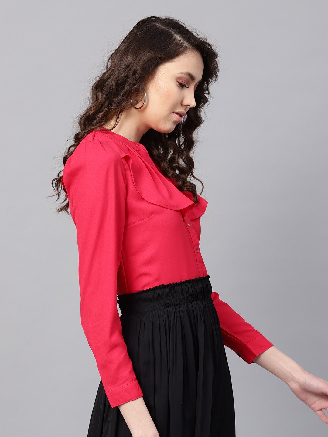 Women's Layered Front Fuchsia Shirt - SASSAFRAS