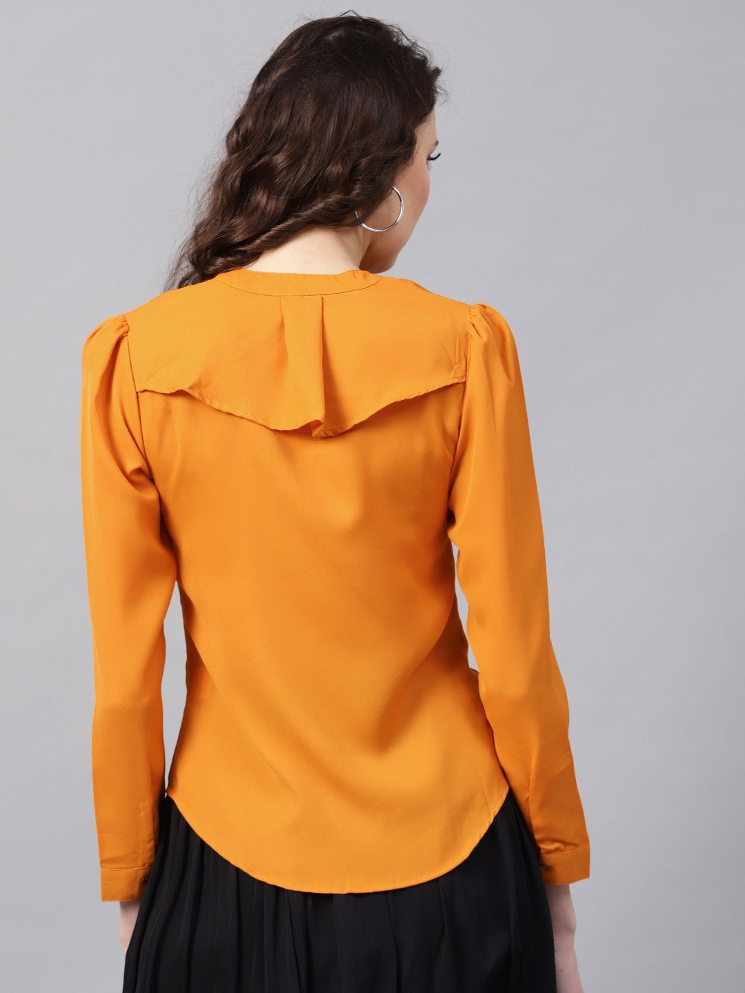 Women's Layered Front Mustard Shirt - SASSAFRAS