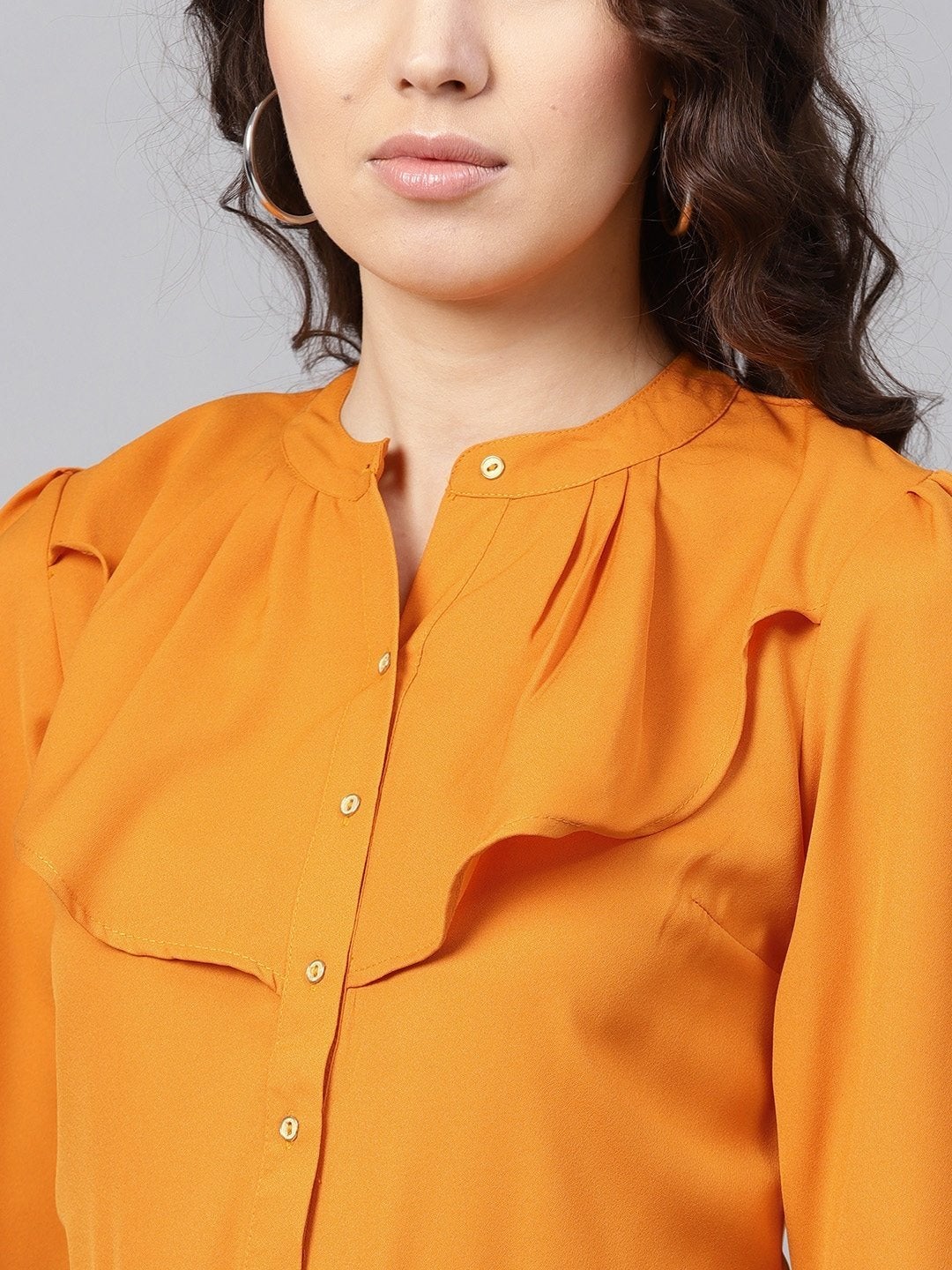 Women's Layered Front Mustard Shirt - SASSAFRAS