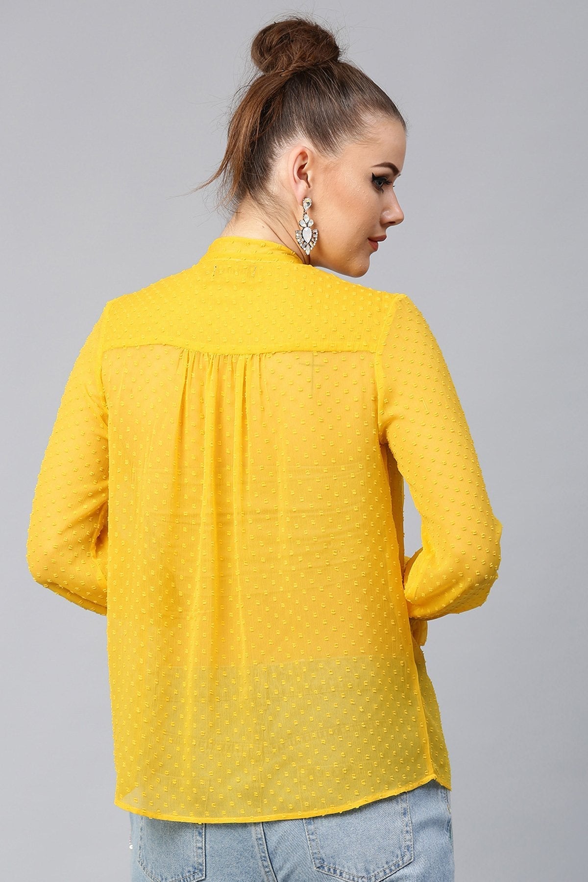 Women's Yellow Sheer Dobby Shirt - SASSAFRAS