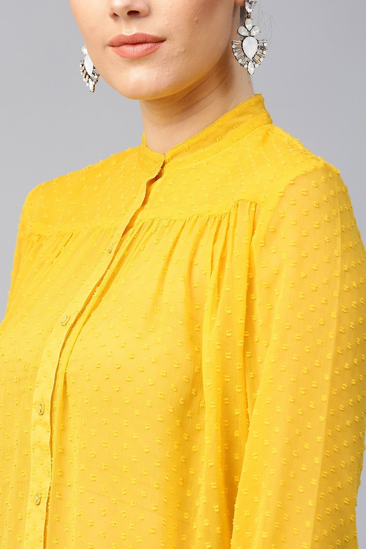 Women's Yellow Sheer Dobby Shirt - SASSAFRAS