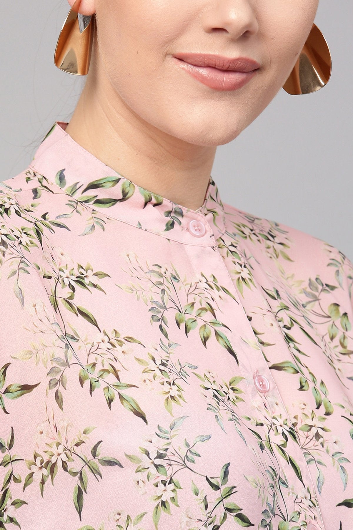 Women's Pink Floral Kimono Shirt - SASSAFRAS