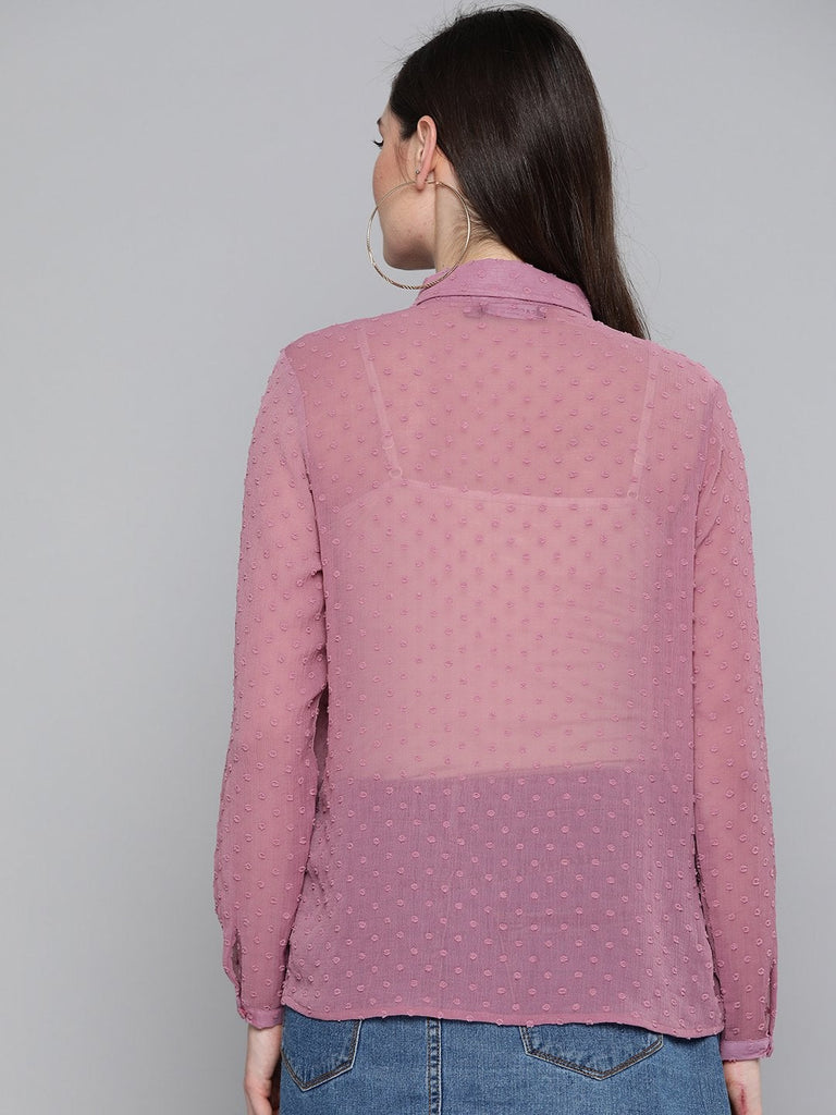 Women's Purple Dobby Sheer Boxy Shirt