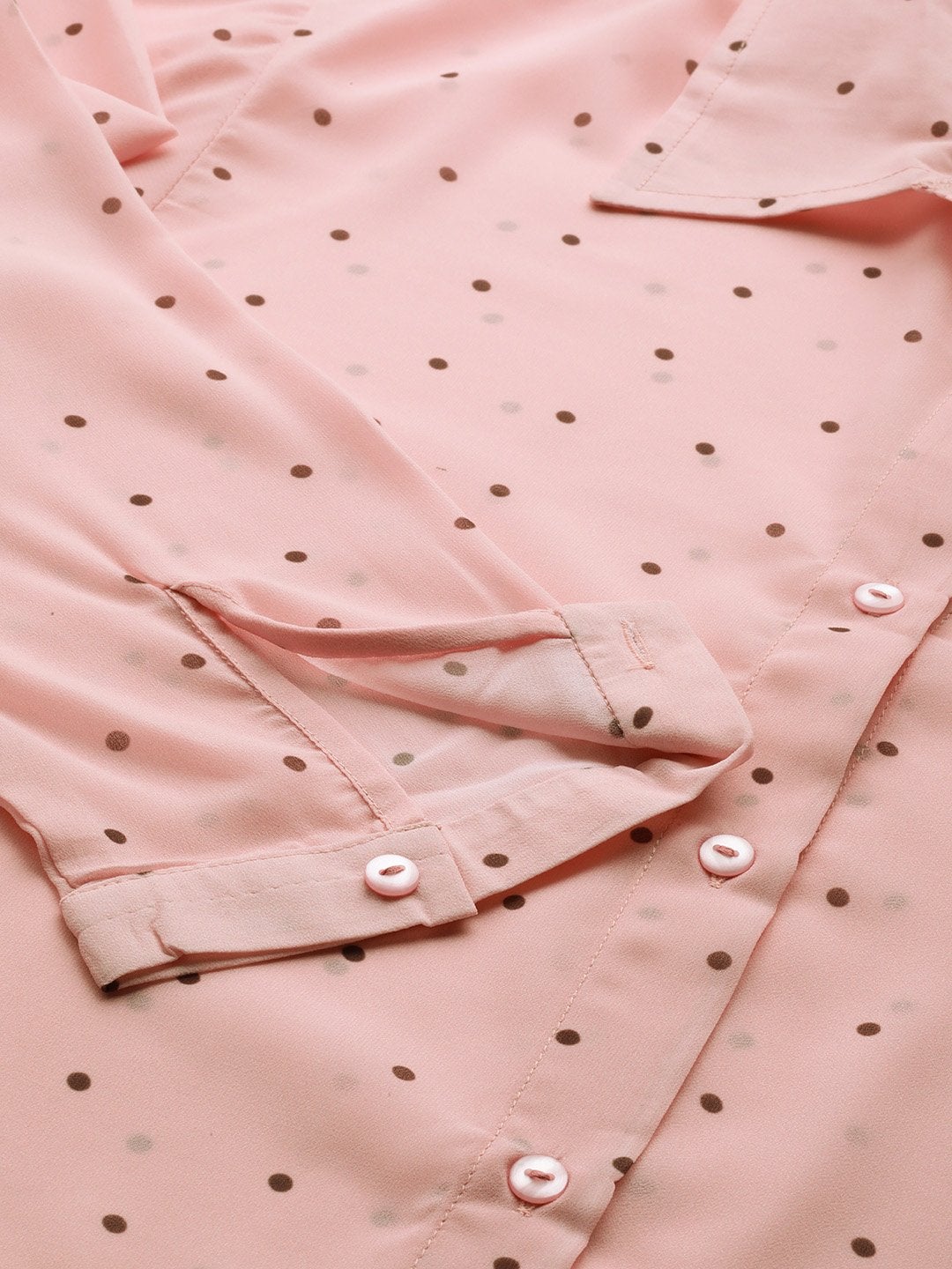 Women's Pink Polka Dot Boxy Sheer Shirt - SASSAFRAS