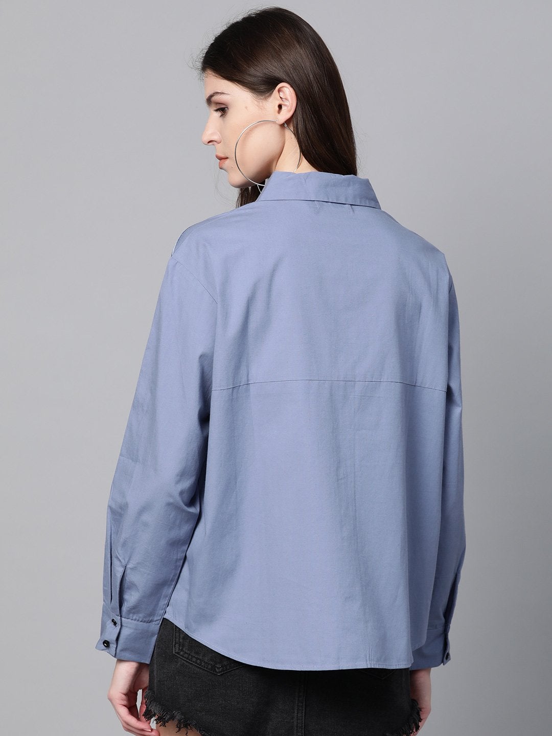 Women's Blue Shoulder Tape Shirt - SASSAFRAS