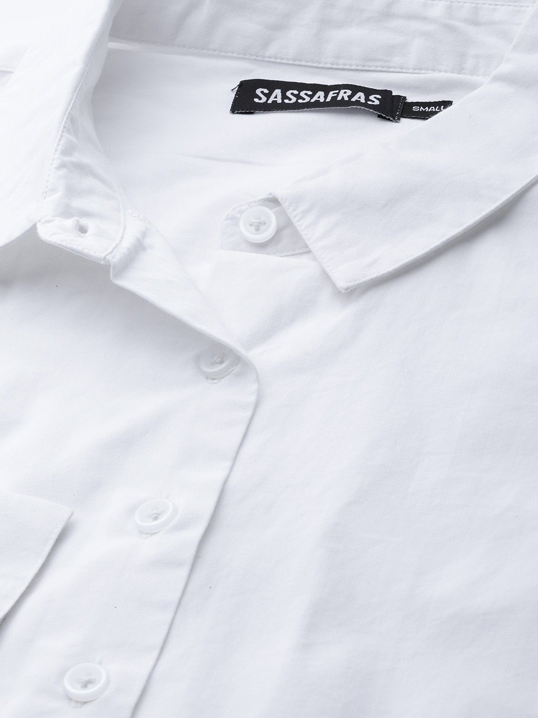 Women's White Cut Out Sleeve Shirt - SASSAFRAS