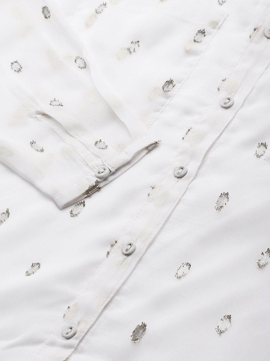 Women's White Lurex Sheer Shirt - SASSAFRAS