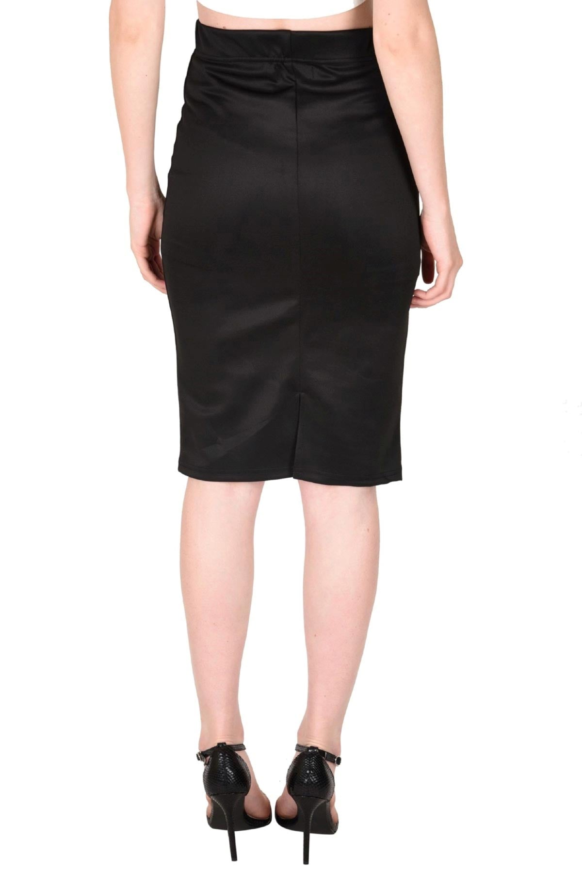 Women's Scuba Pencil Black Skirt - SASSAFRAS