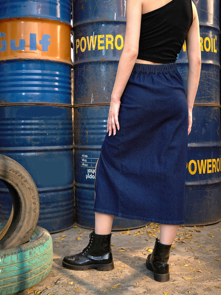 Women's Blue Denim A Line Skirt
