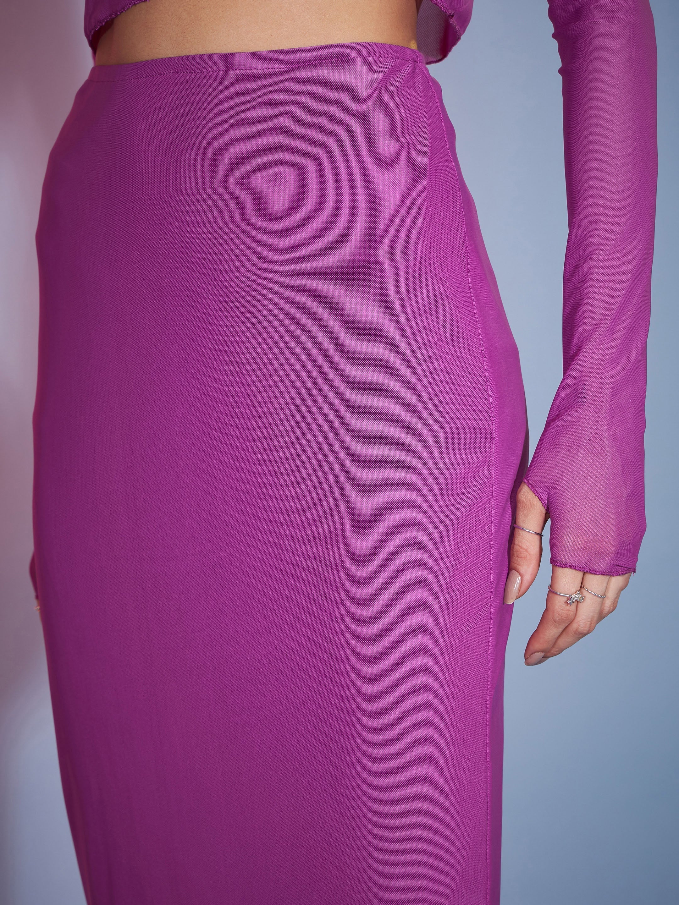 Women's Purple Tulle Bodycon Maxi Skirt - SASSAFRAS